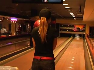 Lovely Wivien and Sophie Moone play bowling