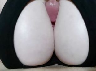 Amazing titjob with big natural tits in a black mini top
