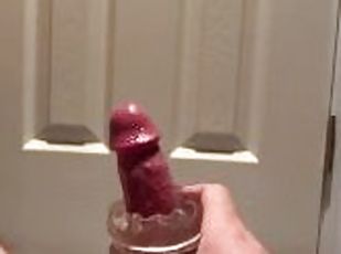 milzīgs, masturbācija-masturbation, orgasms, amatieris, spermasizšāviens, sperma, solo, closeup, mitra, penis