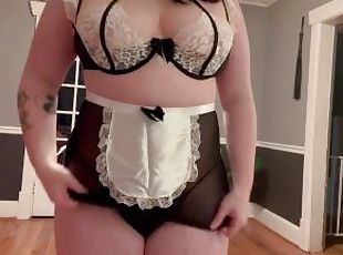 Piercednoodle shows of her body and tits in a maid outfit
