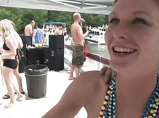 Boat party girls get beads for flashing their amateur tits