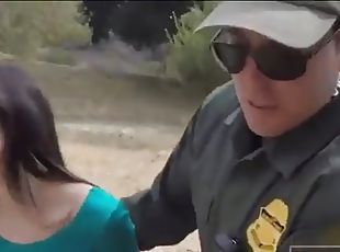 Amateur girl with small tits banged by a border patrol agent