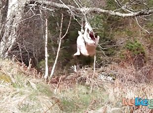 Naked selfbondage in the woods gone wrong