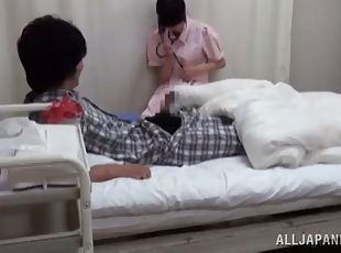 asiatisk, sykepleier, amatør, blowjob, lege, hardcore, handjob, brunette