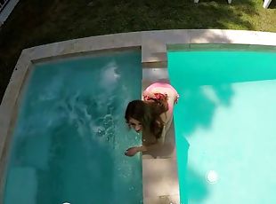 Povd brunette rebel lynn pool blowjob with inside fuck