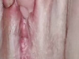 Close up tiny pussy spreading lips apart