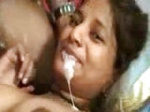 Slutty and pregnant Indian gets threesomed and creampied