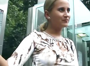 cute german teen picked up on street for her first porn video tape