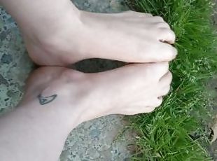 Dirty Muddy Feet After Yard Work