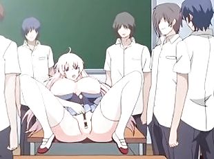 groß-titten, masturbieren, partei, öffentliche, schulmädchen, hochschule, geile, anime, hentai, große-brüste