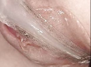 klitoris, svær, pussy, squirt, pov, truser, fingret-pretty, alene, nærbilde, våt