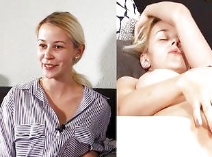 Ersties - Die 24-jhrige Blondine Jenny verwhnt ihre rasierte Muschi