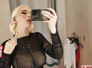 Completely transparent clothes, trying on transparent clothes in the fitting room