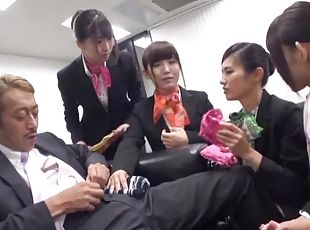 Wild office sex party with lot of stunning Japanese ladies