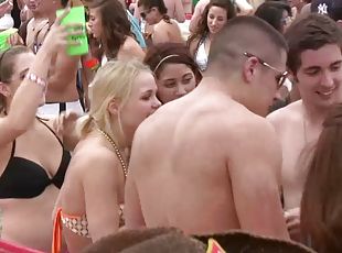 A girl rubs her butt against a man's dick at a beach in reality video