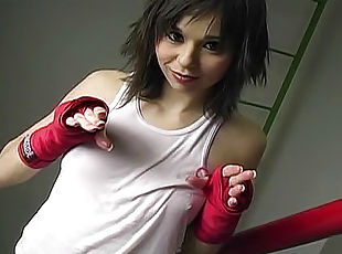 Sporty girl shadow boxing