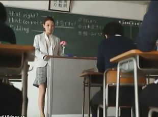 Japanese teacher with huge tits fucks a student