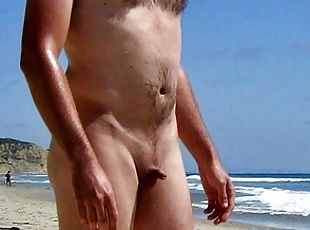 Tiny dick on public beach