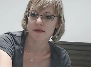 óculos, mulher-madura, excitante, webcam, sozinho