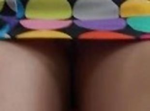 Amateur girl wearing a miniskirt gets caught on a voyeur's cam