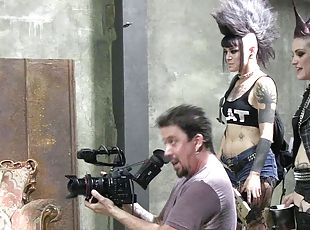 Meet tattooed pornstars assimilating rock stars with guitars backstage in a reality shoot