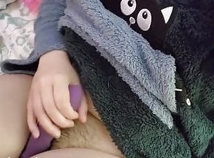 enter the purple people fucker! ~ moonie testing her new strapless strap-on dildo