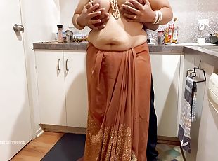Indian Couple Romance In The Kitchen - Saree Sex - Saree Lifted Up, Ass Spanked Boobs Press