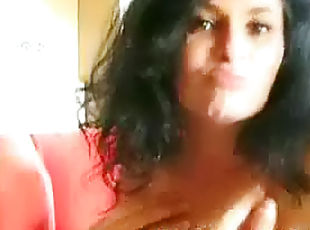 Busty amateur fondles tits and sucks cock