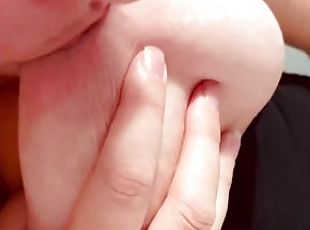 Amateur MILF licking, sucking and biting nipples