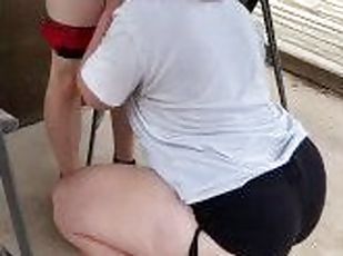 slut wife with husbands friend at the park