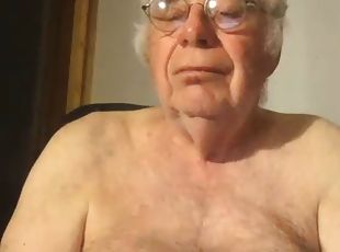Grandpa cums on webcam