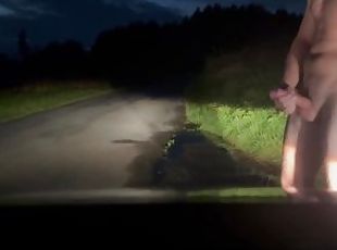 JERKING OFF ON PUBLIC ROAD AT NIGHT COMPLTELY NAKED