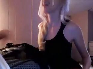 amateur, fellation, ejaculation-sur-le-corps, hirondelle, blonde, webcam