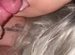 Cunning in girls friends mouth after blowjob