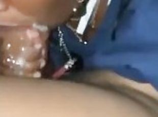 Ebony Teen Sucking Dick with lots of spit
