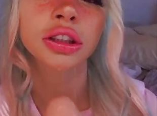 Kristen Hancher gives sloppy deepthroat blowjob video for fans only