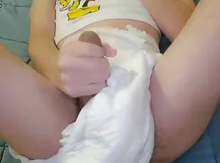 Abdl diaper boy masturbates and touches his feet