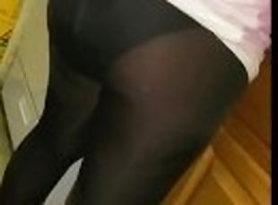Wifes sister cooking in see through tights and panties