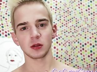 GOGAYGUY Cute Blonde Boy Stripping and Masturbating