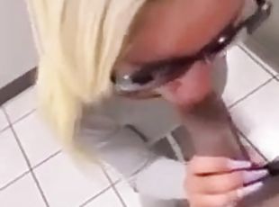 BBC fucks a hot blonde in a public bathroom