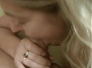 Blonde gives head in a close up POV video