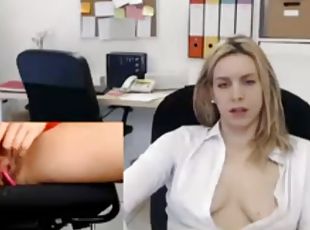 peluda, escritório, cona-pussy, dedos, puta-slut, loira, webcam