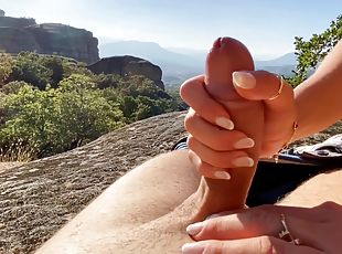 Public Creampie Fuck On The Edge Of A Hill By A Great View