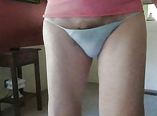 Sissy bitch poses his girly in panties