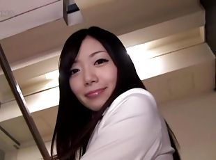 Japanese office slut shows her ass for the cam and enjoys herself