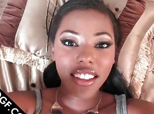 Horny and big titted ebony teen using sex toys in her slit