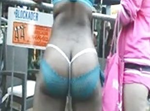 Girls with nice butts wearing bikinis get caught on a cam