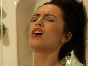 Horny And Busty Brunette Masturbating In The Shower