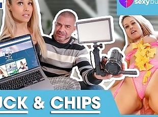Dutch Porn: He Fucks, She Eats Chips (Dutch Porn)! SEXYBUURVROUW