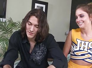Cheerleader Natalie gets messy facial from her horny boyfriend